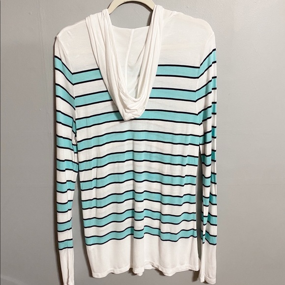 Talbots Lightweight Striped Hooded Shirt - Picture 7 of 8